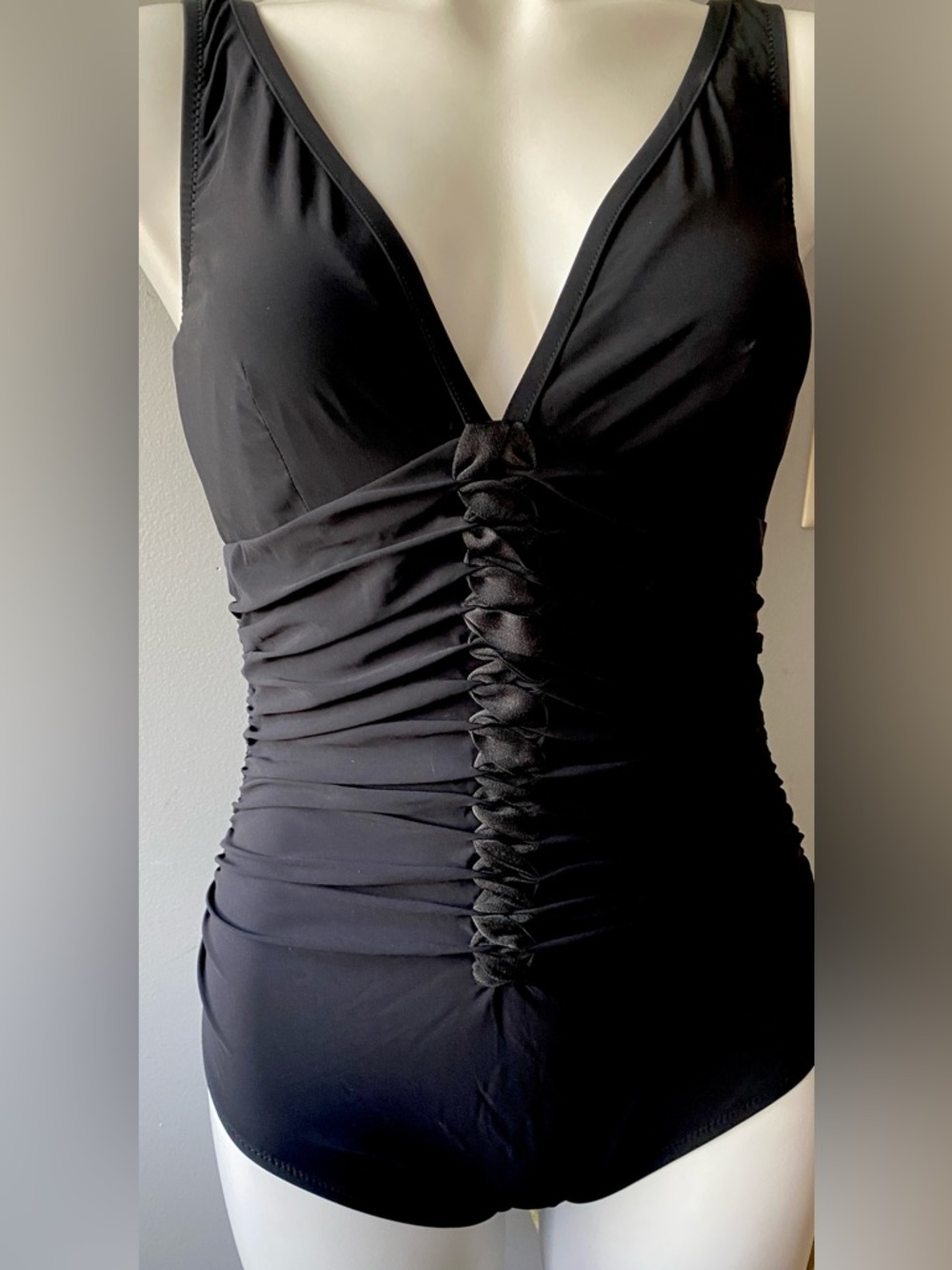 SHAN Black Ruched One-Piece Swimsuit NWOT
